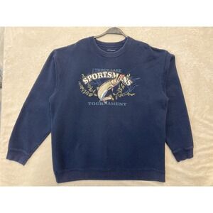 Croft & Barrow Men's Sweater Size L Black Tournament Embroidered Fishing Outdoor